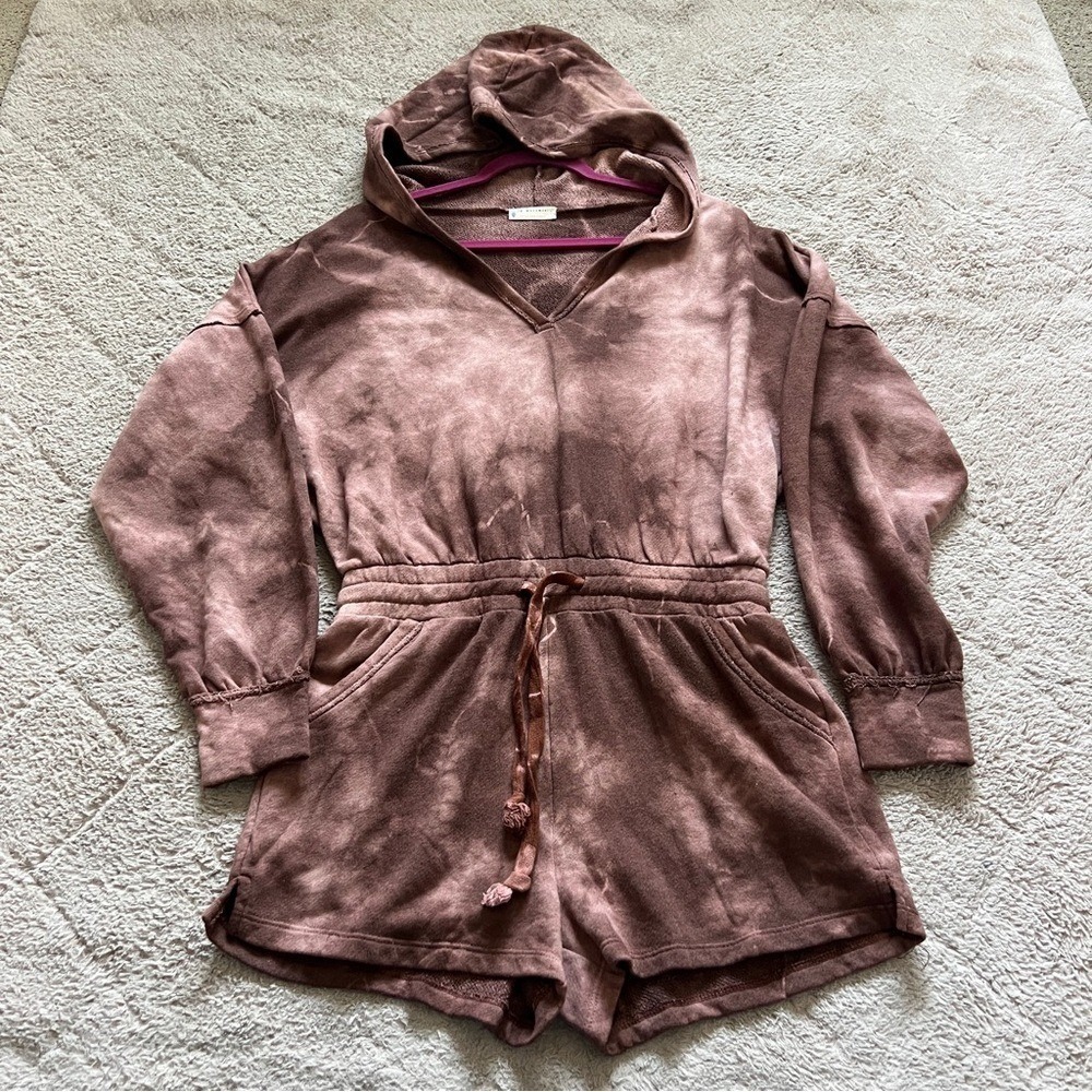 FP Movement Tie Dye Elastic Waist Terry Cloth Romper Boho‎ Sporty Preppy Sz S